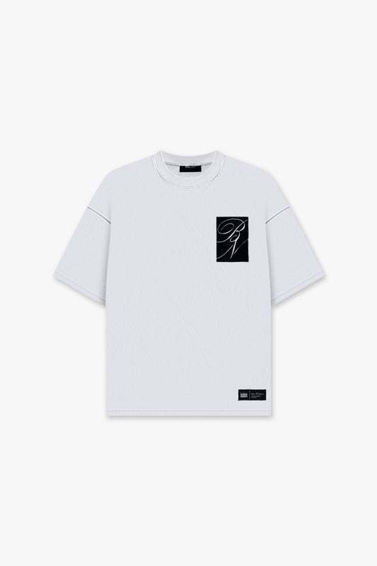 SUEDE PATCH TEE - WHITE