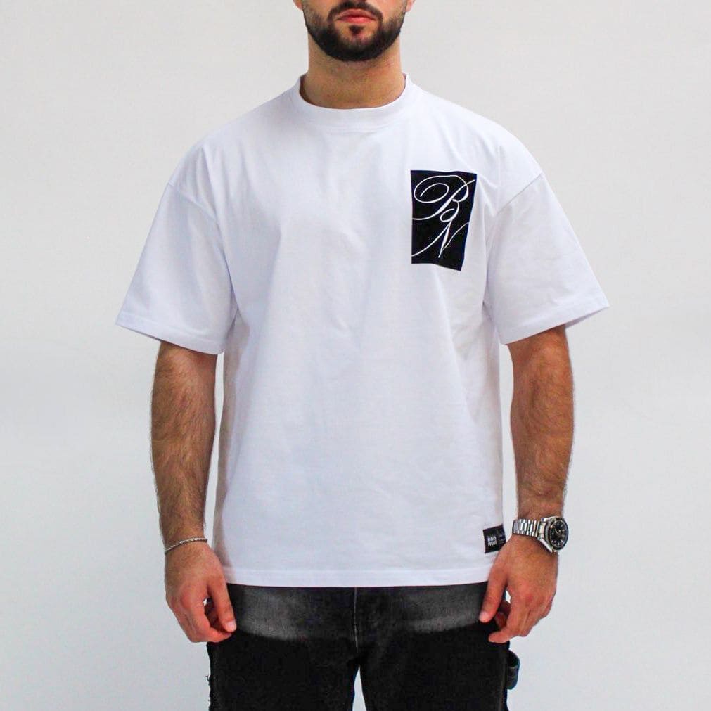 Suede Patch Tee - White